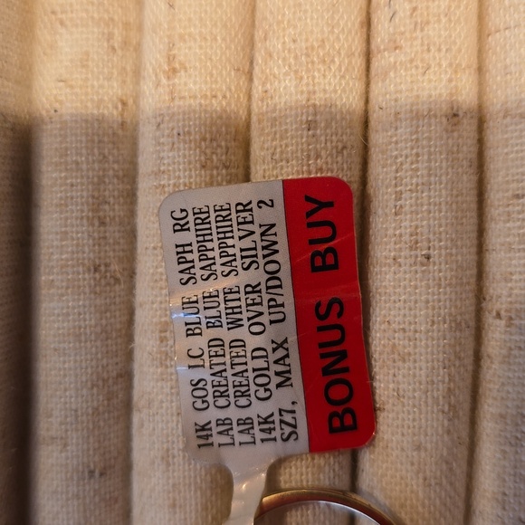 14K GOLD OVER STERLING SILVER LAB CREATED BLUE AND WHITE SAPPHIRES RING SIZE 7 - Picture 12 of 15